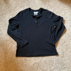 Goodfellow & Co Henley Button Shirt l Men's Large l Black l Tan Buttons l Warm